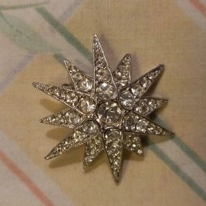 Kenneth Jay Lane Star - Sun Silverstone Rhinestone Pin